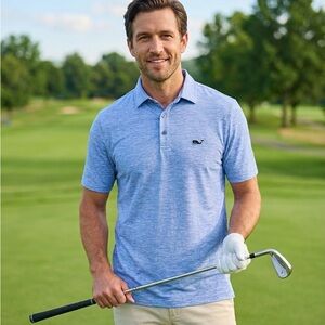Vineyard Vines Men's Blue Heather Performance Polo
